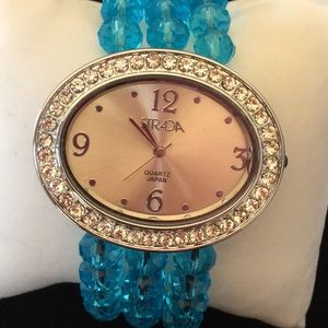Strada crystal stretchy large face watch